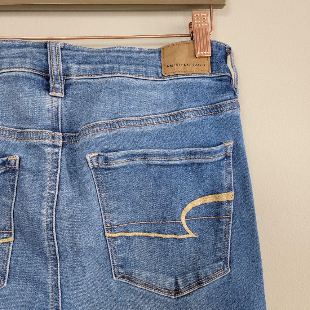 AE 8 American Eagle Skinny Jeans Hi Rise Jegging Medium Blue Wash Stretch - Picture 6 of 10